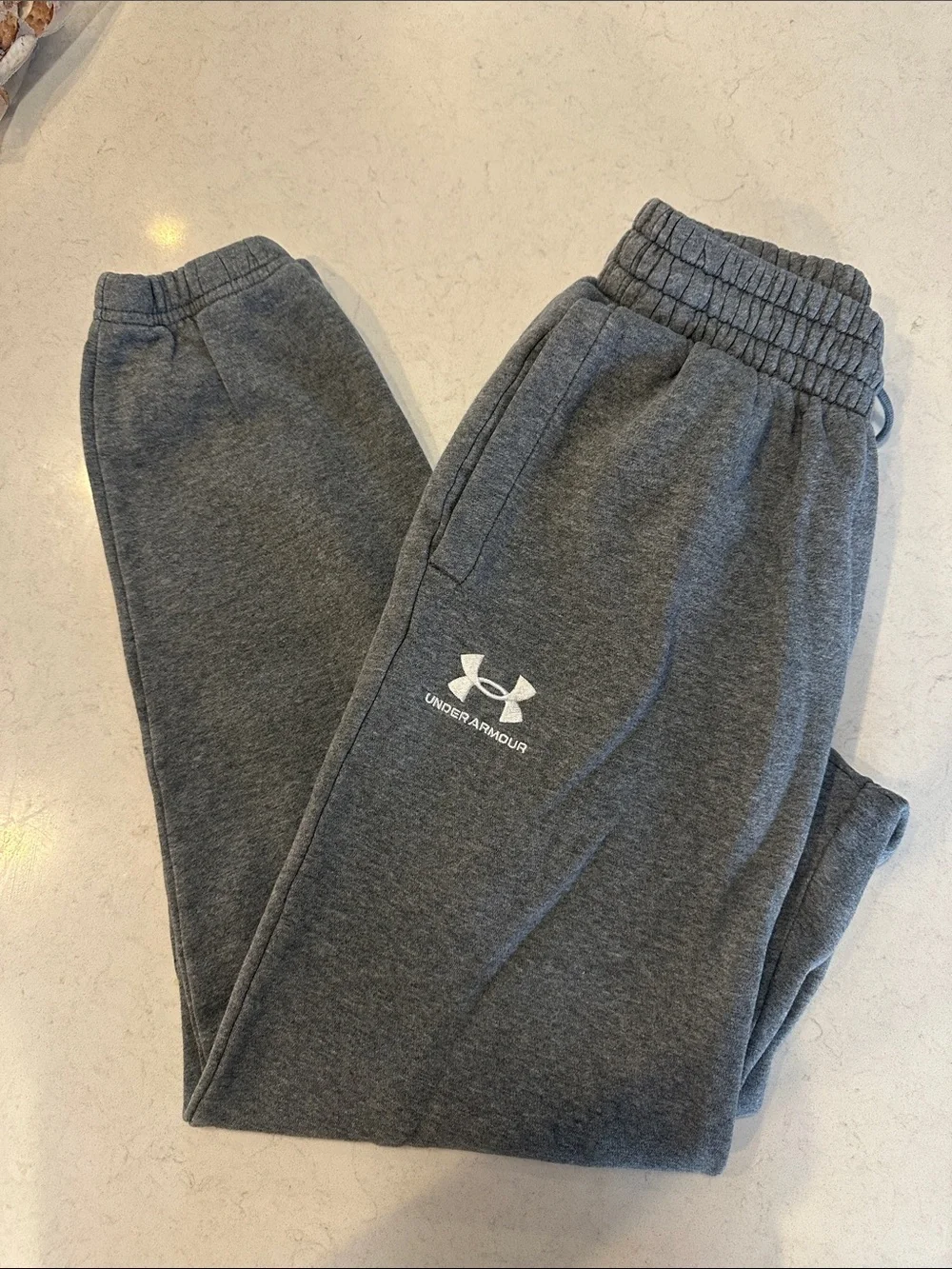 Under Armour Kids Dark Heather Gray Sweatpants with White Logo